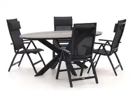 Kees Smit + 15% kassakorting | Bellagio Avenza/Fidenza ovaal 180cm dining tuinset 5-delig verstelbaar aanbieding