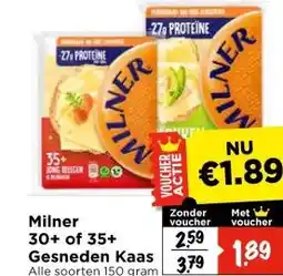 Vomar Voordeelmarkt Milner 30+ of 35+ Gesneden Kaas aanbieding