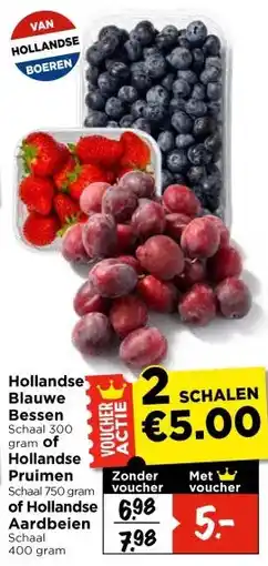 Vomar Voordeelmarkt Hollandse Blauwe Bessen Hollandse Pruimen of Hollandse Aardbeien aanbieding