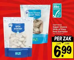 Vomar Voordeelmarkt DIEPVRIES Super Choice Wok of Easy Peel Garnalen aanbieding