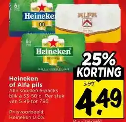 Vomar Voordeelmarkt Heineken of Alfa pils aanbieding