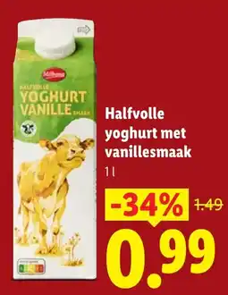 Lidl Halfvolle yoghurt vanille aanbieding