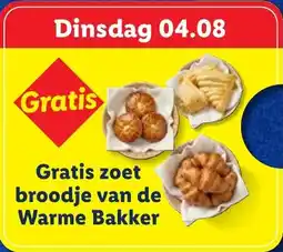 Lidl Gratis zoet broodje van de warme bakker aanbieding