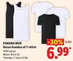 Lidl Esmara Men Heren hemden of T-shirts aanbieding
