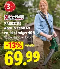 Lidl Parkside Accu-bladblazer en -bladzuiger 40 V aanbieding
