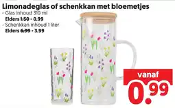 Dekamarkt Limonadeglas of schenkkan met bloemetjes aanbieding