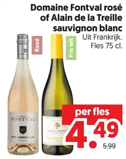 Dekamarkt Domaine Fontval rosé of Alain de la Treille sauvignon blanc aanbieding