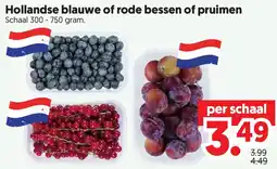Dekamarkt Hollandse blauwe of rode bessen of pruimen aanbieding
