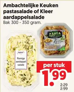 Dekamarkt Ambachtelijke Keuken pastasalade of Kleer aardappelsalade aanbieding