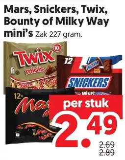 Dekamarkt Mars, Snickers, Twix, Bounty of Milky Way mini's aanbieding