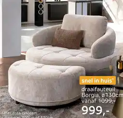 Henders & Hazel Borgia, draaifauteuil - rond 130 cm aanbieding