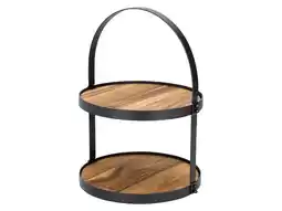 Lidl SILVERCREST Stalen etagère met acaciahout (Ronde etagère) aanbieding