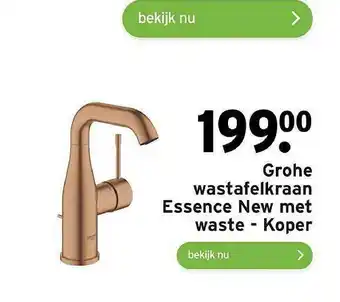 GAMMA Grohe Wastafelkraan Essence New Met Waste - Koper aanbieding