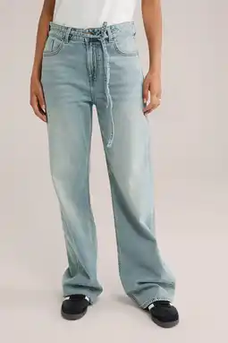 Wehkamp WE Fashion Blue Ridge wide leg jeans light blue denim aanbieding