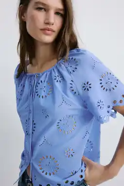 Wehkamp Mango blouse broderie blauw aanbieding