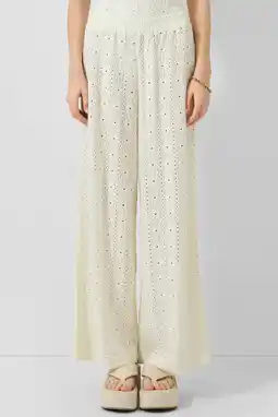 Wehkamp QS wide leg broek ecru broderie aanbieding