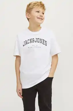 Wehkamp JACK & JONES JUNIOR T-shirt JJECALEB VARSITY met logo wit aanbieding