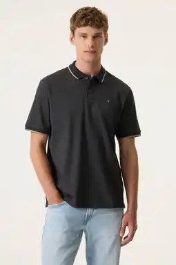 Wehkamp Garcia regular polo met textuur donkerblauw aanbieding