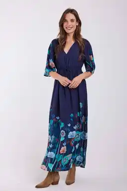 Wehkamp Didi gebloemde A-lijn jurk blauw aanbieding