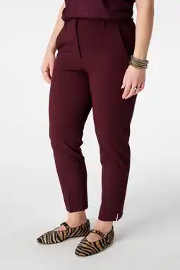 Wehkamp MS Mode slim regularwaist broek donkerrood aanbieding