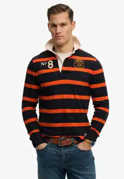 Wehkamp Superdry relaxed gestreepte polo donkerblauw aanbieding