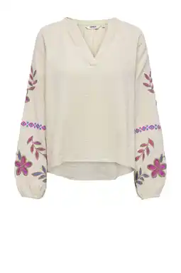 Wehkamp ONLY CARMAKOMA gebloemde top ecru aanbieding