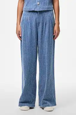 Wehkamp PIECES highwaist wide leg jeans medium blue denim aanbieding