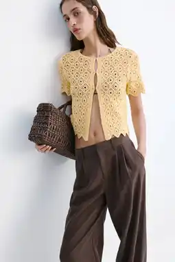 Wehkamp Mango gehaakte top - geel aanbieding