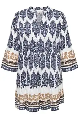 Wehkamp ONLY CARMAKOMA korte blousejurk met grafisch blauw aanbieding