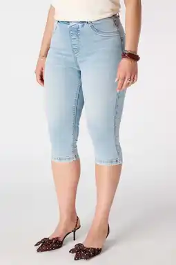 Wehkamp MS Mode skinny regularwaist capri light blue denim aanbieding