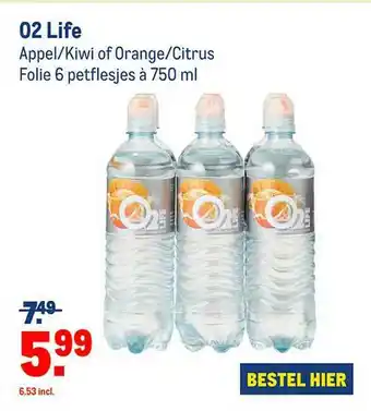 Makro O2 Life Appel-Kiwi Of Orange-Citrus aanbieding