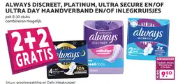 Coop ALWAYS DISCREET, PLATINUM, ULTRA SECURE EN/OF ULTRA DAY MAANDVERBAND EN/OF INLEGKRUISJES aanbieding