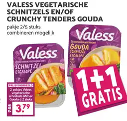 Boon`s Markt VALESS VEGETARISCHE SCHNITZELS EN/OF CRUNCHY TENDERS GOUDA aanbieding