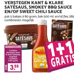 Boon`s Markt Verstegen kant & klare satésaus, smokey bbq sauce en/of sweet chili sauce aanbieding