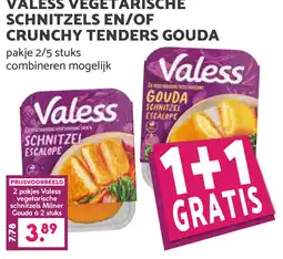 Boon`s Markt VALESS VEGETARISCHE SCHNITZELS EN/OF CRUNCHY TENDERS GOUDA aanbieding