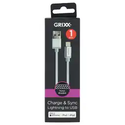 Albert Heijn Grixx Gevlochten kabel wit 1 meter aanbieding