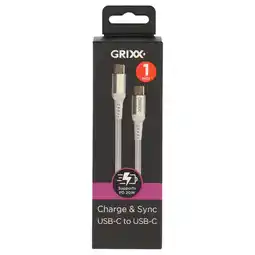 Albert Heijn Grixx USB-C to USB-C white 1 meter aanbieding