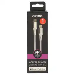 Albert Heijn Grixx Lightning to USB-C white 1 meter aanbieding