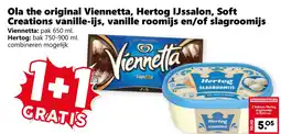 Coop Ola the original Viennetta, Hertog IJssalon, Soft Creations vanille-ijs, vanille roomijs en/of slagroomijs aanbieding