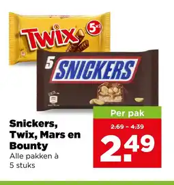 PLUS Snickers, Twix, Mars en Bounty aanbieding
