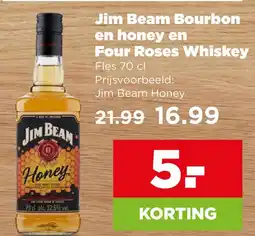 PLUS Jim Beam Bourbon en honey en Four Roses Whiskey aanbieding