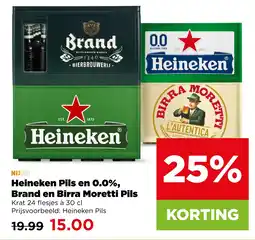 PLUS Heineken Pils en 0.0%, Brand en Birra Moretti Pils aanbieding