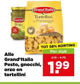 PLUS Alle Grand'Italia Pesto, gnocchi, orzo en tortellini aanbieding