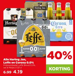PLUS Alle Hertog Jan, Leffe en Corona 0.0% aanbieding