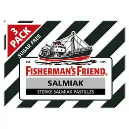 PLUS Fisherman's Friends Salmiak suikervrij 3 pack aanbieding