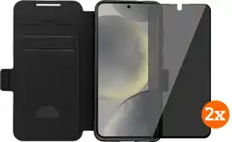 Coolblue BlueBuilt Samsung Galaxy S25 Book Case Zwart + Privacy Filter Screenprotector Duo Pack aanbieding