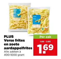 PLUS PLUS Verse frites en zoete aardappelfrites aanbieding