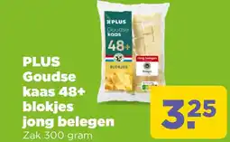 PLUS PLUS Goudse kaas 48+ blokjes jong belegen aanbieding
