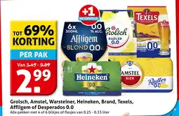 Hoogvliet Grolsch, Amstel, Warsteiner, Heineken, Brand, Texels, Affligem of Desperados 0.0 aanbieding