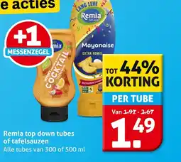 Hoogvliet Remia top down tubes of tafelsauzen aanbieding